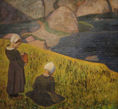 Breton Women in a Seaside Field by Paul Gauguin